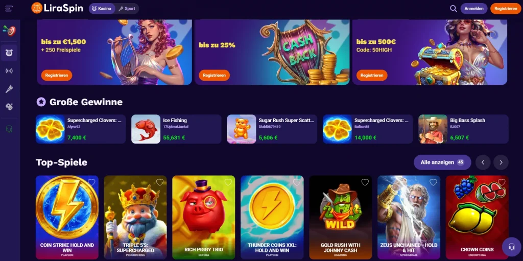 Liraspin Online Casino schnelle Auszahlung Speed-König